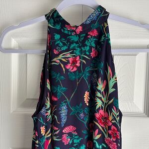 Decree Dress Women's Size Medium Navy Pink Green Floral Print Halter